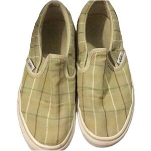 Tan striped plaid vans